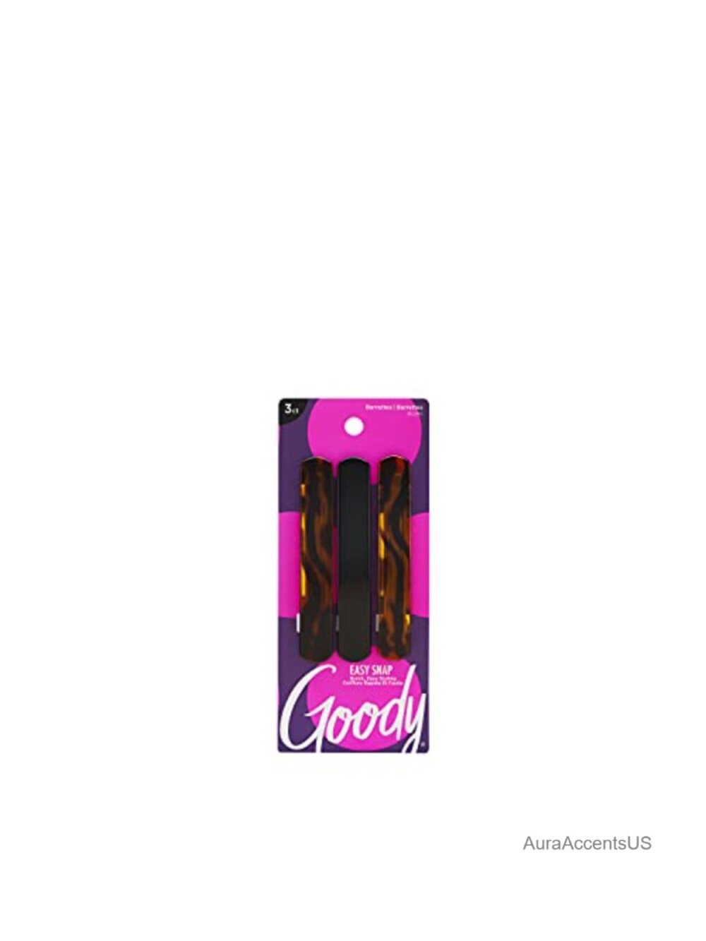 Goody Rounded Hair Barrettes 3pk Tortoise Black Classic